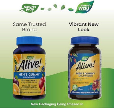 Nature'S Way Alive Men'S Complete Daily Multivitamin, Supports Energy Metabolism & Muscle Function, With B-Vitamins, Gluten Free, 130 Tablets (Packaging May Vary)