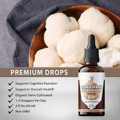 Smshealthproducts.Com Lion'S Mane Mushroom Drops Supplement Lions Mane Tincture Natural Immune Support 2 Fl Oz