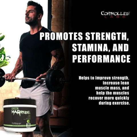 Controlled Labs Green Magnitude Supplement Synergistic Creatine Formula Powder Promotes Strength Stamina And Performance (Sour Green Apple 30 Servings)