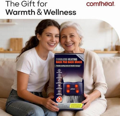 Comfheat Cordless Back Massager With Heat For Pain Relief Deep Tissue Portable Heating Pad For Lower Back & Sciatica Pain 4 Motors Wearable Heat Wrap Belt Battery Powered Extra Large Up To 61"