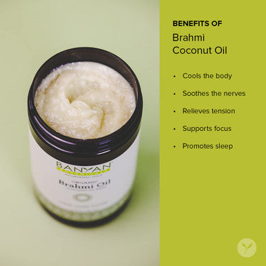 Banyan Botanicals Brahmi Oil With Coconut Base Organic Massage Oil With Bacopa & Gotu Kola For Enhanced Focus, Calm Nervous System & Healthy Hair Growth 4 Oz Non Gmo Sustainably Sourced Vegan
