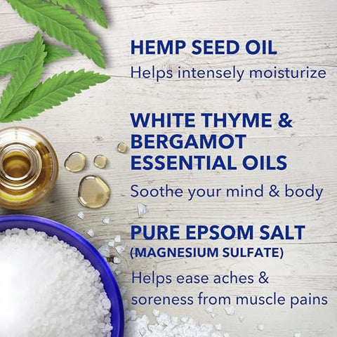 Dr Teal's Pure Epsom Salt, Cannabis Sativa Hemp Seed Oil, 3 lb (Pack of 4)