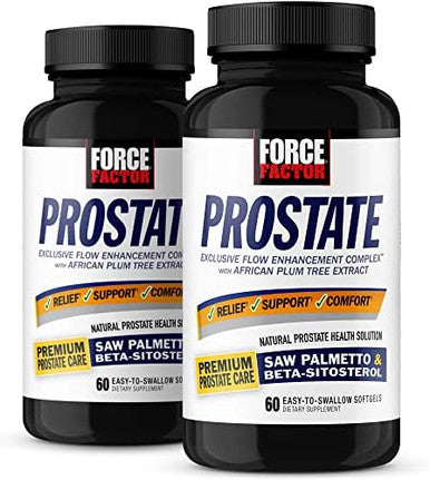Force Factor Prostate Saw Palmetto And Beta Sitosterol Supplement For Men Prostate Health Support Size Support Urinary Relief Bladder Control Reduce Nighttime Urination 60 Count (Pack Of 2)