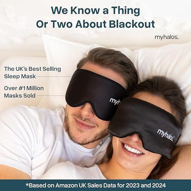 Myhalos 3D Mulberry Silk Sleep Mask For Women & Men With Cups Blackout - Silk Eye Masks For Sleep Anywhere Travel Night Face Side - Eye Cover Sleeping Mask Eyemask Sleepmask Black