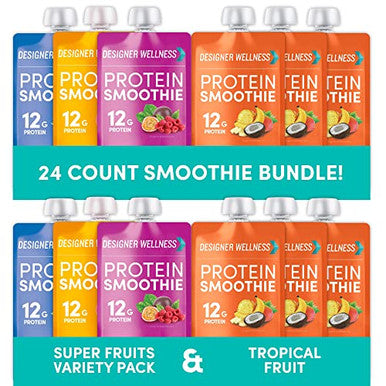 Designer Wellness Protein Smoothies Super Fruits Variety Pack And Tropical Fruit Bundle