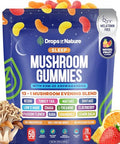 Drops Of Nature Mushroom Sleep Gummies Melatonin-Free Ashwagandha L Theanine Elderberry Lions Mane Turkey Tail Lemon Balm Gaba Nighttime Mushroom Superfood Blend (Mixed Fruits 50 Gummies)