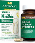 Dailynouri Daily Nouri Stress Support Probiotic For Women & Men Supports Cortisol Management Stress Relief Mood Digestion & Gut Health 3 Clinically Studied Strains + Vegan Omega Oil 30Day Supply