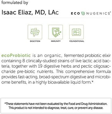 Ecoprobiotic Probiotic And Prebiotic With 19 Digestive Herbs Microbiome And Gut Health Live Fermented Liquid Vegan Supplement Formula For Optimal Digestion & Immunity (17 Fl. Oz)