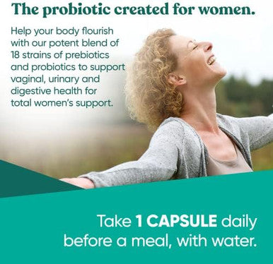 Eu Natural Flourish Probiotics + Prebiotics For Women Gut And Digestion, Urinary Tract, Reduce Bloating, Vaginal Health 18 Clinically Proven Strains, 14 Billion Cfu 30 Shelf-Stable Mini Vegan Capsules