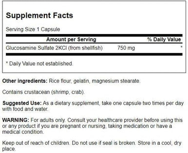 Swanson Mega Glucosamine Glucosamine Sulfate 2Kcl 750 Milligrams 120 Capsules