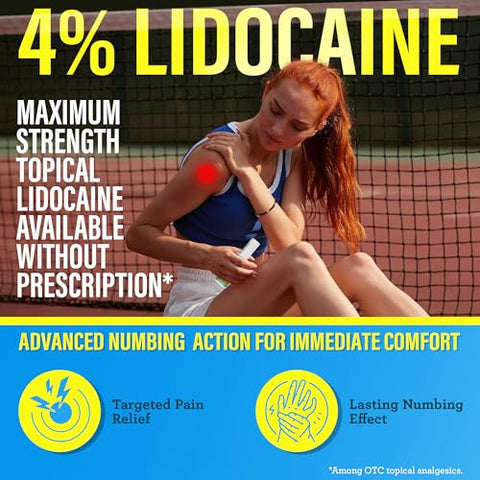 Gurunanda Lidocaine 4 Pain Relief Spray With Magnesium Fast-Acting No-Mess Numbing Spray For Muscle Joint & Back Pain Non-Greasy 2 Fl Oz