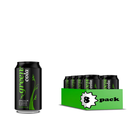 Green Cola Sugar Zero Calories Naturally Sweetened with 100% Stevia Leaf Extract Carbonated Soda 100% Cola Taste 12 Fl Oz each can Pack of 8