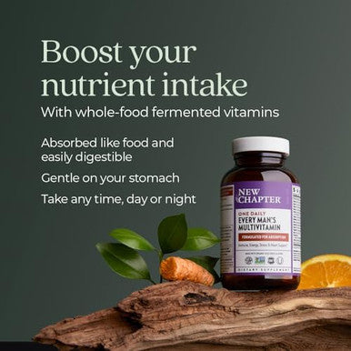 New Chapter Men'S Multivitamin For Immune Stress Heart + Energy Support With Fermented Nutrients - Every Man'S One Daily Made With Organic Vegetables & Herbs Non-Gmo Gluten - 72 Ct