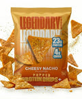 Legendary Foods Cheesy Nacho Protein Chips - Popped Tortilla Style - 23G High Protein 4G Carbs Low Sugar Gluten Free Keto Snack Packs - 10 Pack - Healthy Crunchy Chips