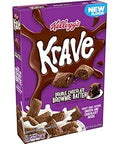 Krave Cold Breakfast Cereal, Chocolate Cereal, Kids Snacks, Double Chocolate Brownie Batter, 10.5oz Box