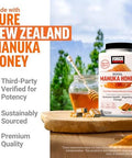 Force Factor Royal Manuka Honey Pure Zealand Manuka Support Immune Health Digestion & Energy Mgo 130 Umf 5+ Sustainably Sourced Honeylemon 60 Soft Chews