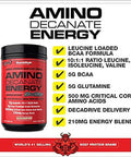 Musclemeds Amino Decanate Energy Pre Intra Workout Drink Essential Amino Acids Bcaas High Leucine Glutamine Muscle Recovery Strawberry Kiwi 30 Servings