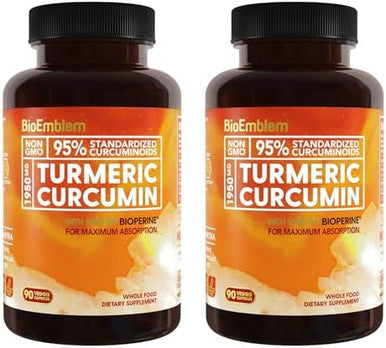 BioEmblem Turmeric Curcumin with BioPerine Curcuminoids For Joint Support and Heart Health Made With Organic Turmeric Powder And Curcuminoids Extract - Non-GMO Made In USA