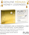 PURITI Premium Manuka Honey Lozenges High Potency - Sugar Free Drops | Genuine New Zealand Raw Manuka Honey Soothers for Coughs & Sore Throats | UMF Certified MGO 400+ UMF12+ (16 Pack)
