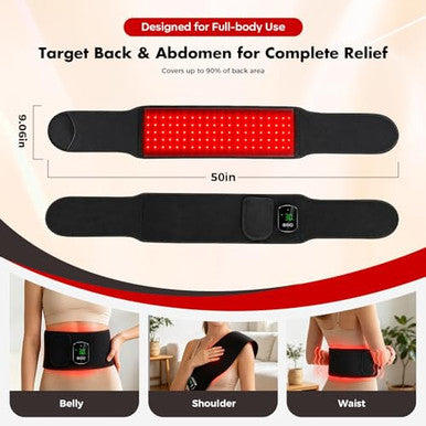 Miula 3-In-1 Cordless Red Light Therapy Belt For Back Abdomen 660Nm & 850Nm Wavelengths With Heat & Vibration Massage5000Mah Rechargeable Waist Wrap For Belt Discomfort Relief For Parents