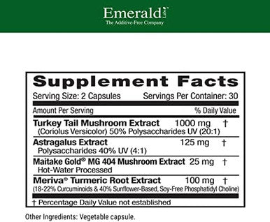 Emerald Labs Deep Immune Health - Immune Support Supplement With Maitake Gold Mushrooms, Meriva Turmeric & Astragalus Extract - 60 Vegetable Capsules (30-Day Supply)