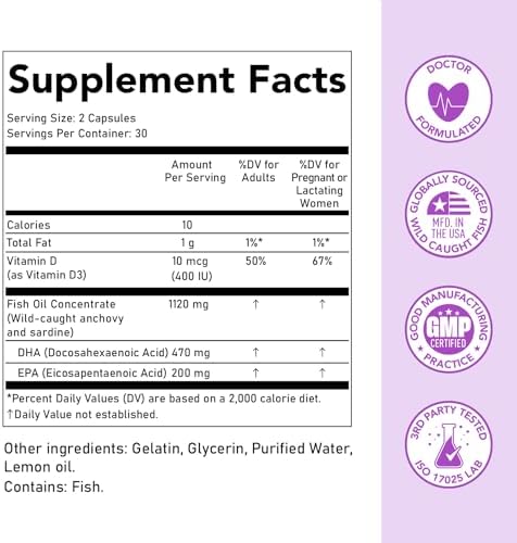 Premom Prenatal Dha Fish Oil: Triglyceride Omega 3 With 470Mg Dha 200Mg Epa + 400 Iu Vit D3 Supplement Fertility Support For Women Globally Sourced From Wild Caught Fish