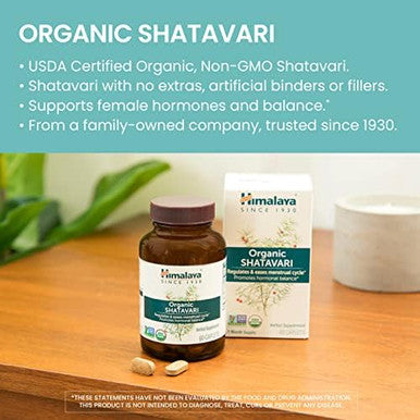Himalaya Organic Shatavari For Pms Menstrual Cramp Relief Menopause Support And Women'S Health 1300 Mg 60 Caplets 1 Month Supply