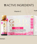 GOLD COLLAGEN Pure - Collagen Supplements for Women & Men Biotin Hair Growth, Skin & Nail, Anti Wrinkle Immune System Booster Marine Collagen and Hyaluronic Acid Vitamin C B6 and Zinc 1 Pack 10x50 ml
