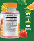 Lifeable Calcium Magnesium & Zinc Kids + Vitamin D Kids Gummies Bundle Great Tasting Vitamin Supplement Gluten Gmo Chewable Gummy