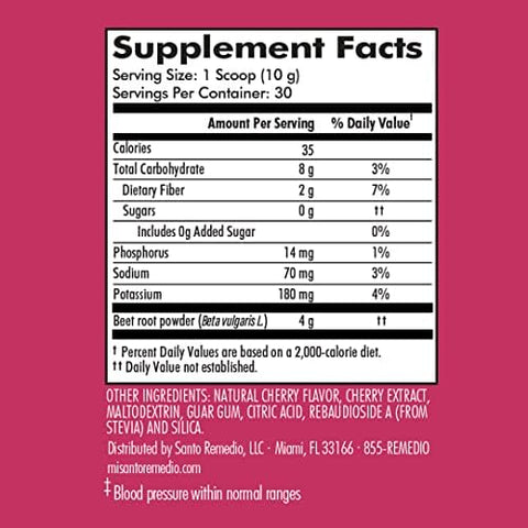 Santo Remedio Circulacion Plus Nutritional Supplement Beets Extract Superfood For Circulation And Heart Energy & Stamina Supports Nitric Oxide And Circulation Cherry Flavor 30 Servings Vegan