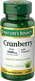 Nature's Bounty Cranberry Pills For Women Urinary Tract Health Cranberry Supplements With Concentrate & Vitamin C 120 Softgels