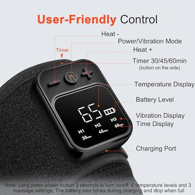 Klugpop Knee Massager With Heat For Pain Relief V5.0[2026 Upgraded] - Electric Cordless Heated Knee Brace With 6 Heat Levels And 3 Vibration Massage Mode s For Men Women (Black ) 2-Pack