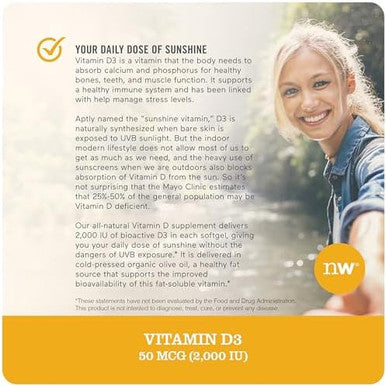 Naturewise Vitamin D3 5000Iu (125 Mcg) 1 Year Supply For Healthy Muscle Function, And Immune Support, Non-Gmo, Gluten In Cold-Pressed Olive Oil, Packaging Vary ( Mini Softgel), 360 Count