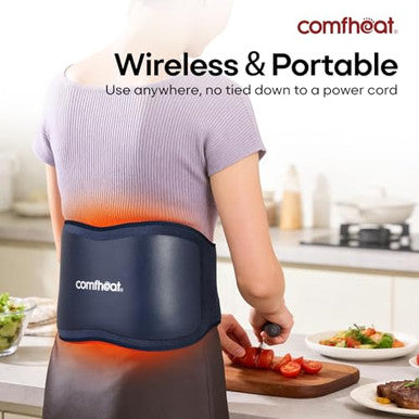 Comfheat Cordless Back Massager With Heat For Pain Relief Deep Tissue Portable Heating Pad For Lower Back & Sciatica Pain 4 Motors Wearable Heat Wrap Belt Battery Powered Extra Large Up To 61"