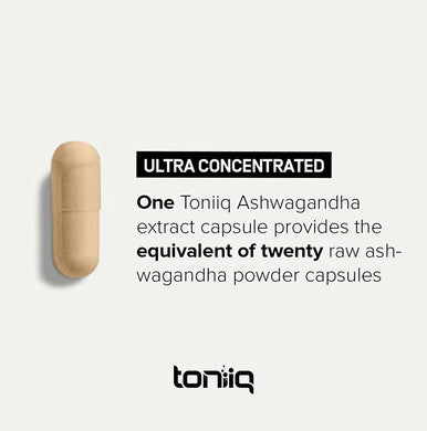 Toniiq 26,000mg 20x Concentrated Extract - 10% Withanolides - Ultra High Strength Ashwagandha Capsules - Wild Harvested in India - Highly Concentrated and Bioavailable Supplement - 90 Veggie Capsules