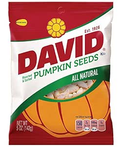 DAVID Seeds Salted and Roasted Pumpkin Seeds, Keto Friendly Snack, 5 OZ Bags, 12 Pack