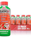 SueroX Sugar Free Electrolyte Drink, Watermelon, 21.3 Fl Oz, 12 Pack | Wondermelon, Sports Drink with 8 Ions, Zero Sugar, Zero Calories, Hydration & Recovery