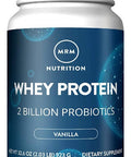 MRM Nutrition Whey Protein | Vanilla Flavored |18g Protein | with 2 Billion probiotics + Digestive enzymes + BCAAs | High Absorption + Digestion | Hormone + antibiotic | 33 Servings