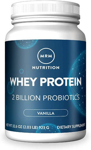 MRM Nutrition Whey Protein | Vanilla Flavored |18g Protein | with 2 Billion probiotics + Digestive enzymes + BCAAs | High Absorption + Digestion | Hormone + antibiotic | 33 Servings