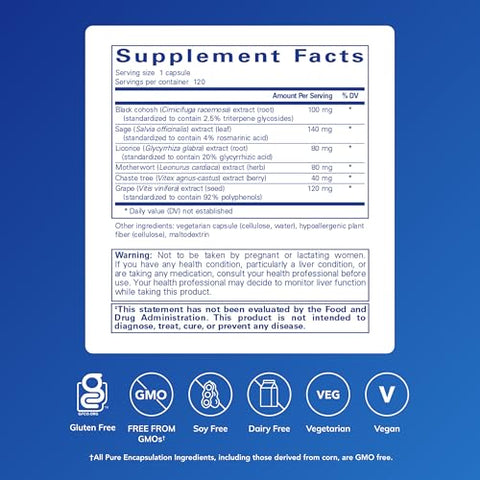 Pure Encapsulations Phytobalance Ii Supports Healthy Estrogen And Progesterone Activity & Reduces Hot Flashes 120 Capsules