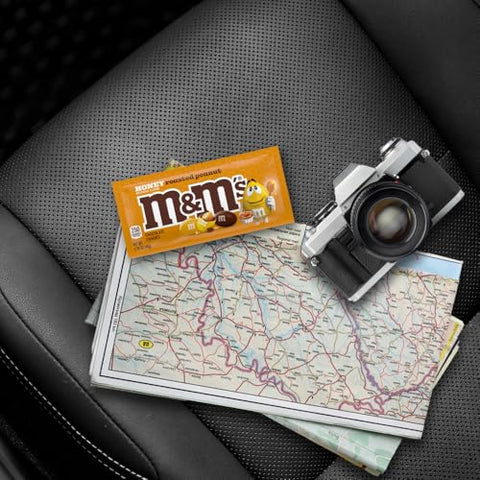 M&M'S Honey Roasted Peanut Milk Chocolate Candy Full Size Salty and Sweet Nutty On the Go Snack, 1.74 oz Pack