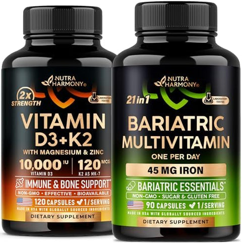 Nutraharmony Vitamin D3 K2 and Bariatric Multivitamin Capsules