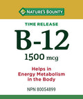 Nature's Bounty Time Release B-12 1500Mcg 80 Tablets