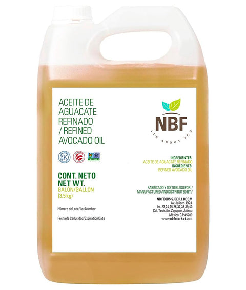 NBF, Avocado Oil, Refined, Avocado oil for cooking, Cold Pressed, Keto diet, Ideal for sautÃƒÂ©ing, baking, frying, Made with good fats from avocados, For dressings & more, 128 floz