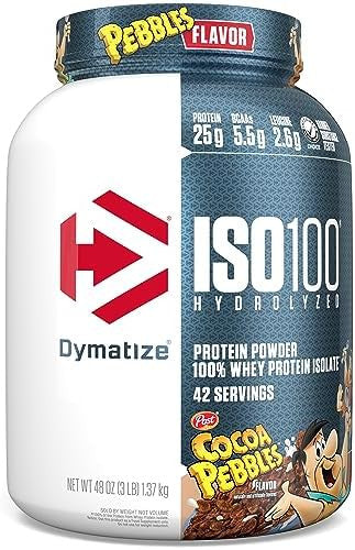 Dymatize Iso100 Hydrolyzed Protein Powder 100% Whey Isolate 25G Of Protein 5.5G Bcaas & Iso100 Hydrolyzed Protein Powder 100% Whey Isolate Dunkin' Glazed Donut Flavor