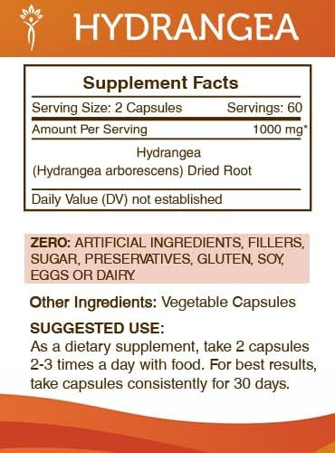 Secrets of the Tribe Hydrangea 120 Capsules, 1000 mg, Hydrangea (Hydrangea arborescens) Dried Root (120 Capsules)