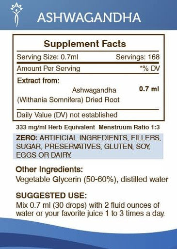 Secrets of the Tribe Ashwagandha Tincture Alcohol-Free Extract, Ashwagandha Withania Somnifera Anti-Stress and Relaxation 2x4 OZ