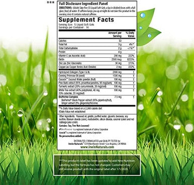 Irwin Naturals Deep Tissue Collagenpure 80 Liquid Softgels Intense Nourishment For The Skin 2000 Mg Of Hydrolyzed Collagen 16 Total Servings
