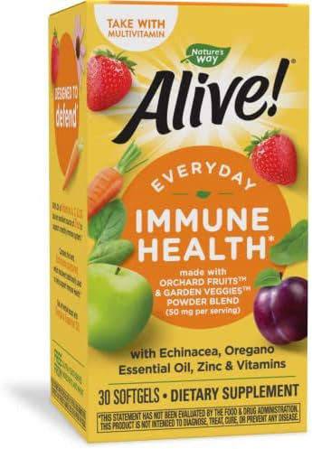 Nature'S Way Alive Everyday Immune Health With Echinacea & Zinc, Immune Health And General Wellbeing, 30 Softgels