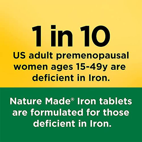 Nature Made Iron 65 Mg (325 Mg Ferrous Sulfate) Tablets Dietary Supplement For Red Blood Cell Support 180 Tablets